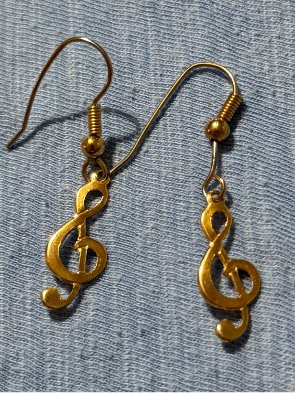 Gold Color Treble Clef Drop Earrings - Women Jewelry